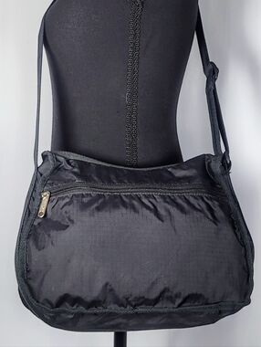 Black Nylon Crossbody Bag Lightweight Travel Everyday Shoulder Bag By LeSport